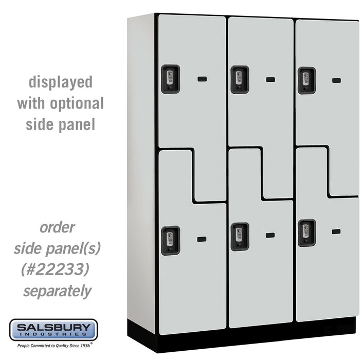 Salsbury 18" Wide Double Tier 'S' Style Designer Wood Locker - 3 Wide - 6 Feet High - 18 Inches Deep - Gray - Silver Resettable Combination Locks - Sweatfully