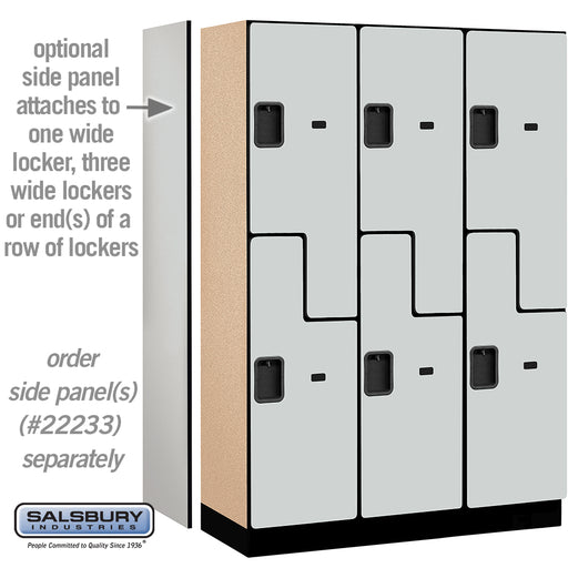 Salsbury 18" Wide Double Tier 'S' Style Designer Wood Locker - 3 Wide - 6 Feet High - 18 Inches Deep - Gray - Hasps - Sweatfully