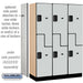 Salsbury 18" Wide Double Tier 'S' Style Designer Wood Locker - 3 Wide - 6 Feet High - 18 Inches Deep - Gray - Hasps - Sweatfully