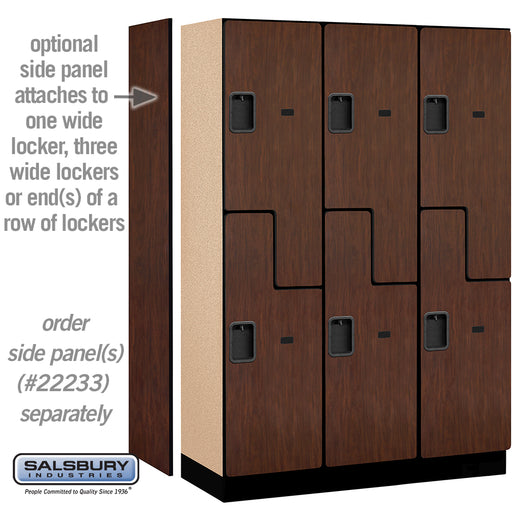Salsbury 18" Wide Double Tier 'S' Style Designer Wood Locker - 3 Wide - 6 Feet High - 18 Inches Deep - Mahogany - Hasps - Sweatfully
