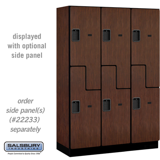 Salsbury 18" Wide Double Tier 'S' Style Designer Wood Locker - 3 Wide - 6 Feet High - 18 Inches Deep - Mahogany - Hasps - Sweatfully