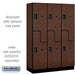 Salsbury 18" Wide Double Tier 'S' Style Designer Wood Locker - 3 Wide - 6 Feet High - 18 Inches Deep - Mahogany - Hasps - Sweatfully