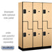 Salsbury 18" Wide Double Tier 'S' Style Designer Wood Locker - 3 Wide - 6 Feet High - 18 Inches Deep - Maple - Black Resettable Combination Locks - Sweatfully
