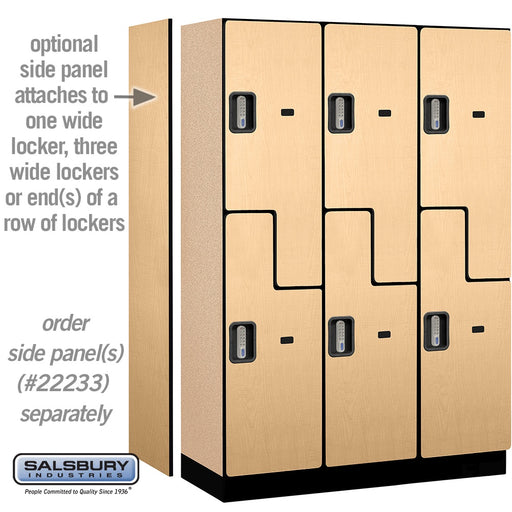 Salsbury 18" Wide Double Tier 'S' Style Designer Wood Locker - 3 Wide - 6 Feet High - 18 Inches Deep - Maple - Silver Electronic Locks - Sweatfully