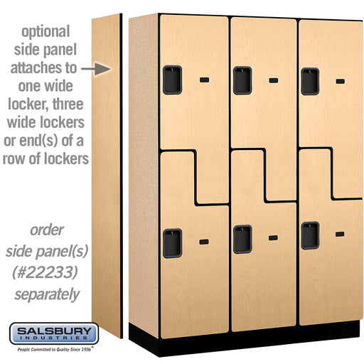 Salsbury 18" Wide Double Tier 'S' Style Designer Wood Locker - 3 Wide - 6 Feet High - 18 Inches Deep - Maple - Hasps - Sweatfully