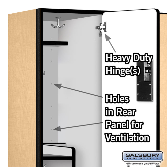 Salsbury 18" Wide Double Tier 'S' Style Designer Wood Locker - 3 Wide - 6 Feet High - 18 Inches Deep - Maple - Hasps - Sweatfully