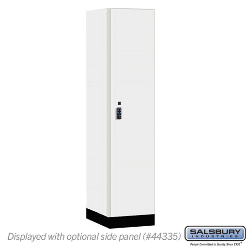 Salsbury 18" Wide Premier Wood Locker - Single Tier - 1 Wide - 6 Feet High - 21" Deep - Arctic White - Resettable Combination Locks - Sweatfully