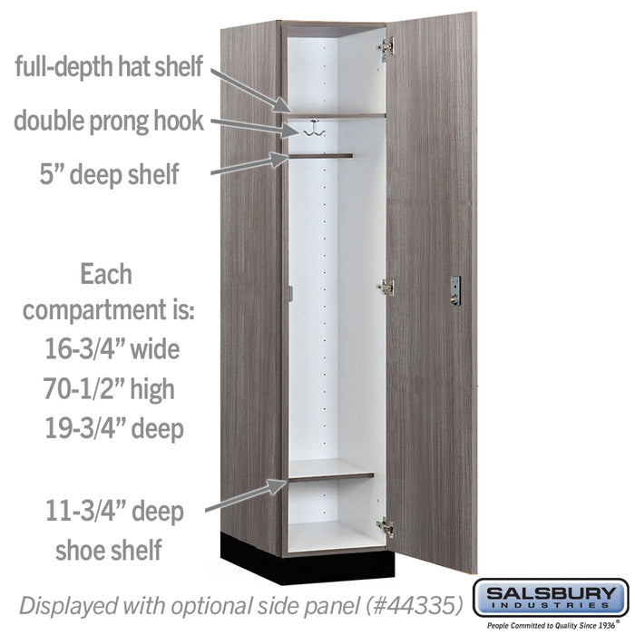 Salsbury 18" Wide Premier Wood Locker - Single Tier - 1 Wide - 6 Feet High - 21" Deep - Skyline Walnut - Resettable Combination Locks - Sweatfully