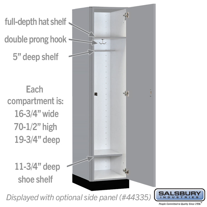 Salsbury 18" Wide Premier Wood Locker - Single Tier - 1 Wide - 6 Feet High - 21" Deep - Winter Fog - Hasps - Sweatfully