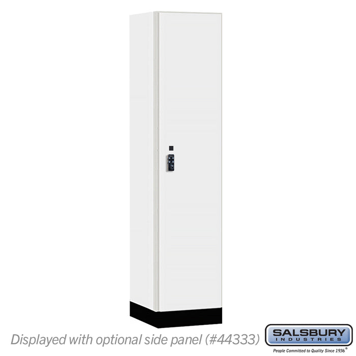 Salsbury 18" Wide Premier Wood Locker - Single Tier - 1 Wide - 6 Feet High - 18" Deep - Arctic White - Resettable Combination Locks - Sweatfully