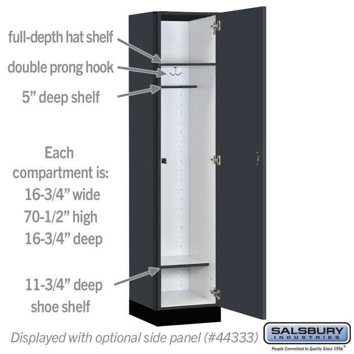 Salsbury 18" Wide Premier Wood Locker - Single Tier - 1 Wide - 6 Feet High - 18" Deep - Carbon Mesh - Hasps - Sweatfully