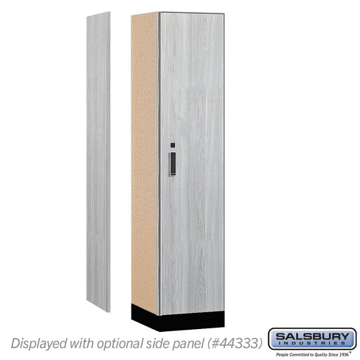 Salsbury 18" Wide Premier Wood Locker - Single Tier - 1 Wide - 6 Feet High - 18" Deep - Silver Teak - Electronic Locks - Sweatfully