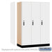 Salsbury 18" Wide Premier Wood Locker - Single Tier - 3 Wide - 6 Feet High - 21" Deep - Arctic White - Electronic Locks - Sweatfully