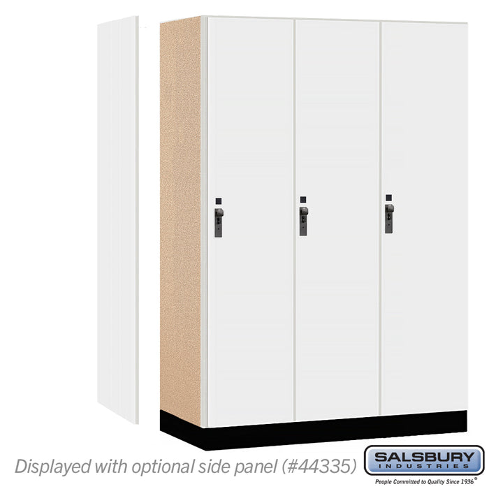 Salsbury 18" Wide Premier Wood Locker - Single Tier - 3 Wide - 6 Feet High - 21" Deep - Arctic White - Hasps - Sweatfully
