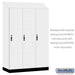 Salsbury 18" Wide Premier Wood Locker - Single Tier - 3 Wide - 6 Feet High - 21" Deep - Arctic White - Hasps - Sweatfully
