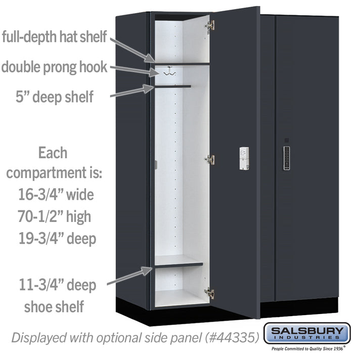 Salsbury 18" Wide Premier Wood Locker - Single Tier - 3 Wide - 6 Feet High - 21" Deep - Carbon Mesh - Electronic Locks - Sweatfully
