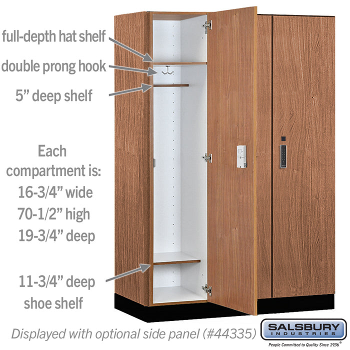 Salsbury 18" Wide Premier Wood Locker - Single Tier - 3 Wide - 6 Feet High - 21" Deep - Red Oak - Electronic Locks - Sweatfully