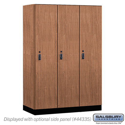 Salsbury 18" Wide Premier Wood Locker - Single Tier - 3 Wide - 6 Feet High - 21" Deep - Red Oak - Resettable Combination Locks - Sweatfully