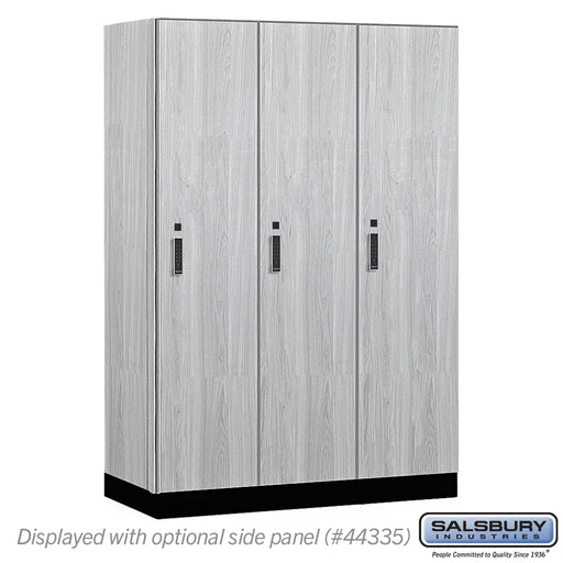 Salsbury 18" Wide Premier Wood Locker - Single Tier - 3 Wide - 6 Feet High - 21" Deep - Silver Teak - Electronic Locks - Sweatfully
