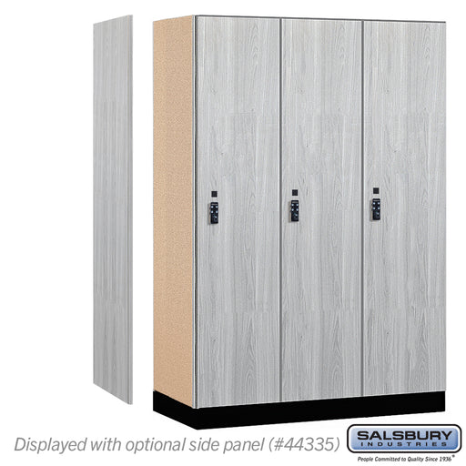 Salsbury 18" Wide Premier Wood Locker - Single Tier - 3 Wide - 6 Feet High - 21" Deep - Silver Teak - Resettable Combination Locks - Sweatfully
