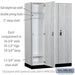 Salsbury 18" Wide Premier Wood Locker - Single Tier - 3 Wide - 6 Feet High - 21" Deep - Silver Teak - Resettable Combination Locks - Sweatfully