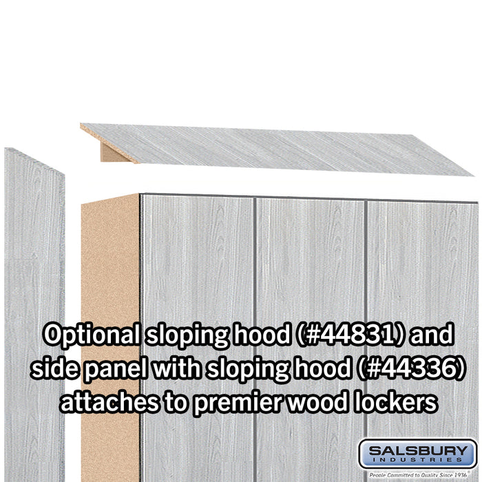 Salsbury 18" Wide Premier Wood Locker - Single Tier - 3 Wide - 6 Feet High - 21" Deep - Silver Teak - Resettable Combination Locks - Sweatfully