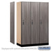 Salsbury 18" Wide Premier Wood Locker - Single Tier - 3 Wide - 6 Feet High - 21" Deep - Skyline Walnut - Electronic Locks - Sweatfully