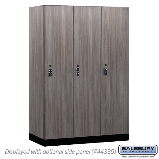 Salsbury 18" Wide Premier Wood Locker - Single Tier - 3 Wide - 6 Feet High - 21" Deep - Skyline Walnut - Resettable Combination Locks - Sweatfully
