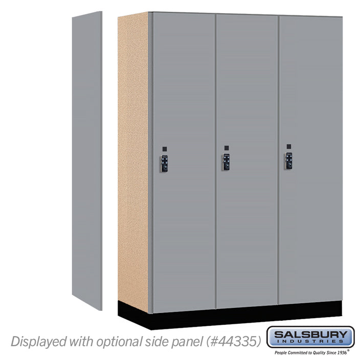 Salsbury 18" Wide Premier Wood Locker - Single Tier - 3 Wide - 6 Feet High - 21" Deep - Winter Fog - Resettable Combination Locks - Sweatfully