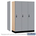 Salsbury 18" Wide Premier Wood Locker - Single Tier - 3 Wide - 6 Feet High - 21" Deep - Winter Fog - Resettable Combination Locks - Sweatfully