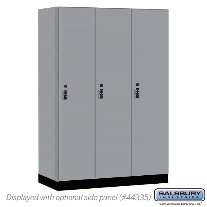 Salsbury 18" Wide Premier Wood Locker - Single Tier - 3 Wide - 6 Feet High - 21" Deep - Winter Fog - Resettable Combination Locks - Sweatfully