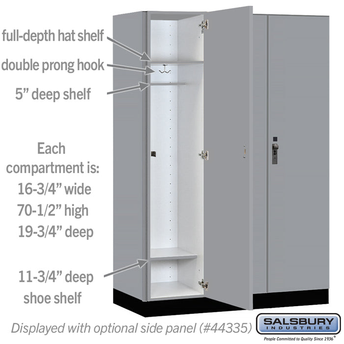 Salsbury 18" Wide Premier Wood Locker - Single Tier - 3 Wide - 6 Feet High - 21" Deep - Winter Fog - Hasps - Sweatfully
