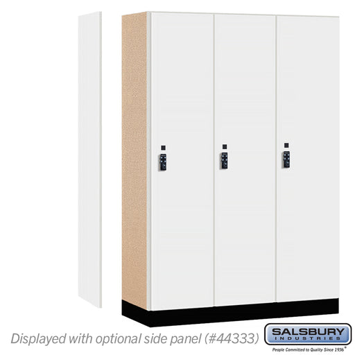 Salsbury 18" Wide Premier Wood Locker - Single Tier - 3 Wide - 6 Feet High - 18" Deep - Arctic White - Resettable Combination Locks - Sweatfully
