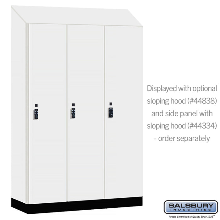 Salsbury 18" Wide Premier Wood Locker - Single Tier - 3 Wide - 6 Feet High - 18" Deep - Arctic White - Resettable Combination Locks - Sweatfully