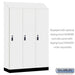 Salsbury 18" Wide Premier Wood Locker - Single Tier - 3 Wide - 6 Feet High - 18" Deep - Arctic White - Resettable Combination Locks - Sweatfully
