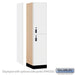 Salsbury 18" Wide Premier Wood Locker - Double Tier - 1 Wide - 6 Feet High - 21" Deep - Arctic White - Resettable Combination Locks - Sweatfully