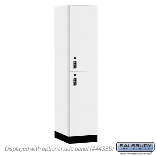 Salsbury 18" Wide Premier Wood Locker - Double Tier - 1 Wide - 6 Feet High - 21" Deep - Arctic White - Resettable Combination Locks - Sweatfully