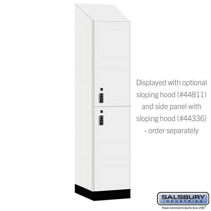 Salsbury 18" Wide Premier Wood Locker - Double Tier - 1 Wide - 6 Feet High - 21" Deep - Arctic White - Resettable Combination Locks - Sweatfully