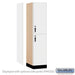 Salsbury 18" Wide Premier Wood Locker - Double Tier - 1 Wide - 6 Feet High - 21" Deep - Arctic White - Hasps - Sweatfully