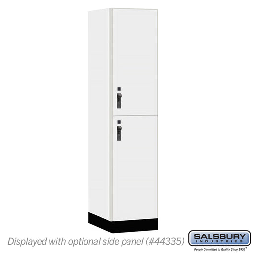 Salsbury 18" Wide Premier Wood Locker - Double Tier - 1 Wide - 6 Feet High - 21" Deep - Arctic White - Hasps - Sweatfully