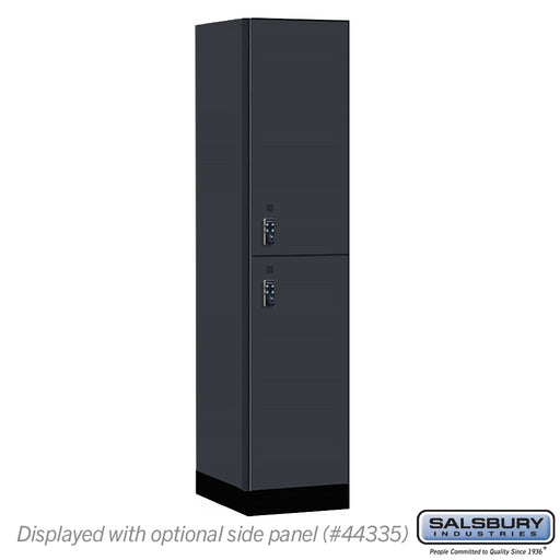 Salsbury 18" Wide Premier Wood Locker - Double Tier - 1 Wide - 6 Feet High - 21" Deep - Carbon Mesh - Resettable Combination Locks - Sweatfully