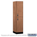 Salsbury 18" Wide Premier Wood Locker - Double Tier - 1 Wide - 6 Feet High - 21" Deep - Red Oak - Resettable Combination Locks - Sweatfully