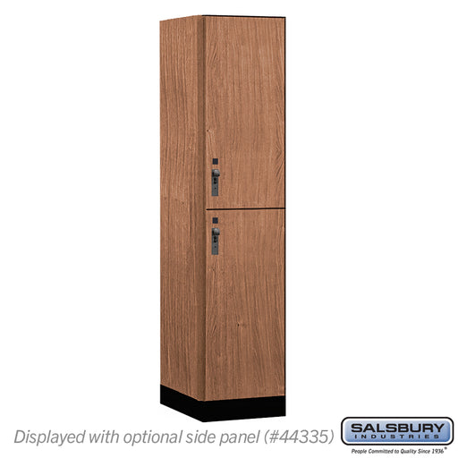 Salsbury 18" Wide Premier Wood Locker - Double Tier - 1 Wide - 6 Feet High - 21" Deep - Red Oak - Hasps - Sweatfully