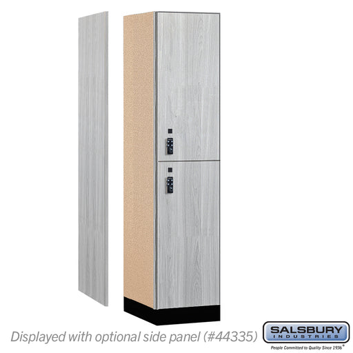 Salsbury 18" Wide Premier Wood Locker - Double Tier - 1 Wide - 6 Feet High - 21" Deep - Silver Teak - Resettable Combination Locks - Sweatfully