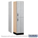 Salsbury 18" Wide Premier Wood Locker - Double Tier - 1 Wide - 6 Feet High - 21" Deep - Silver Teak - Hasps - Sweatfully