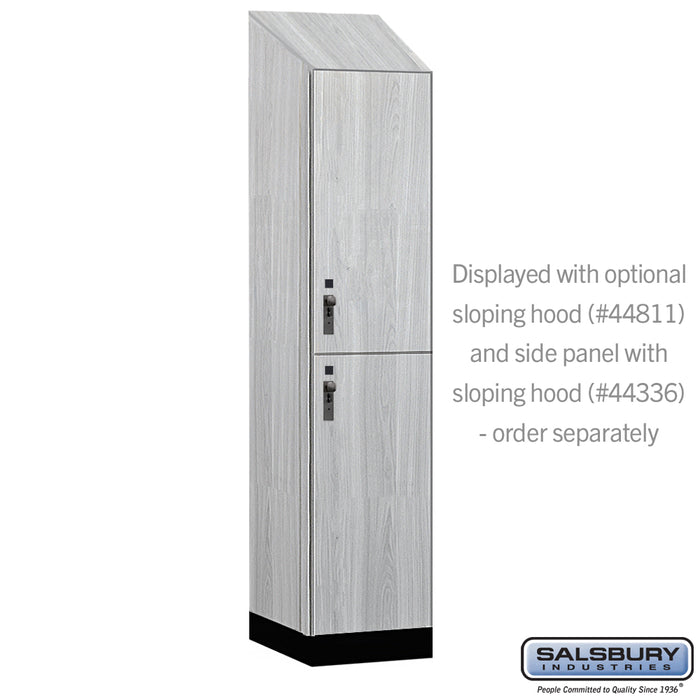 Salsbury 18" Wide Premier Wood Locker - Double Tier - 1 Wide - 6 Feet High - 21" Deep - Silver Teak - Hasps - Sweatfully