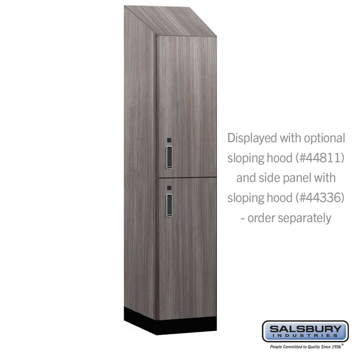 Salsbury 18" Wide Premier Wood Locker - Double Tier - 1 Wide - 6 Feet High - 21" Deep - Skyline Walnut - Electronic Locks - Sweatfully