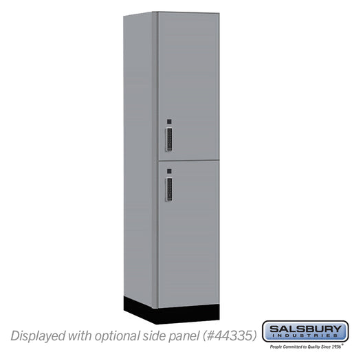 Salsbury 18" Wide Premier Wood Locker - Double Tier - 1 Wide - 6 Feet High - 21" Deep - Winter Fog - Electronic Locks - Sweatfully