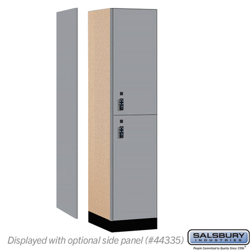 Salsbury 18" Wide Premier Wood Locker - Double Tier - 1 Wide - 6 Feet High - 21" Deep - Winter Fog - Resettable Combination Locks - Sweatfully