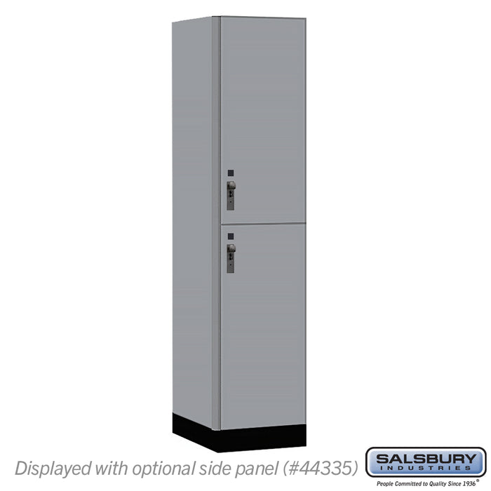 Salsbury 18" Wide Premier Wood Locker - Double Tier - 1 Wide - 6 Feet High - 21" Deep - Winter Fog - Hasps - Sweatfully